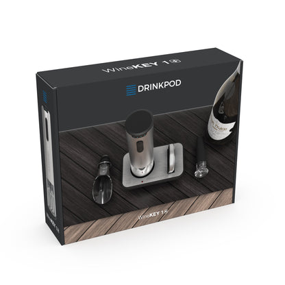 WineKEY - Electric Wine Bottle Opener, Rechargeable Wine Opener, 5-Pc Gift Set by Drinkpod