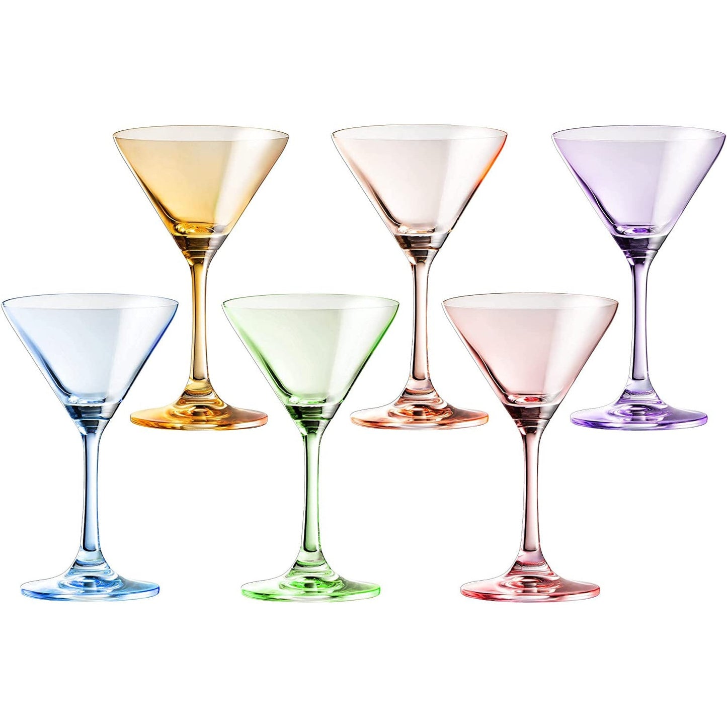 Colored Martini Glasses 8oz Set of 6