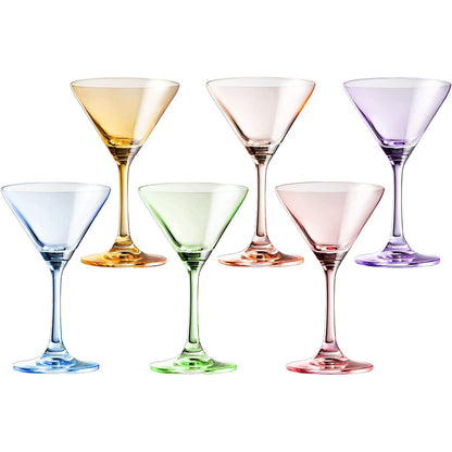 Colored Martini Glasses 8oz Set of 6