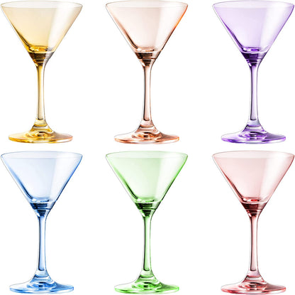 Colored Martini Glasses 8oz Set of 6