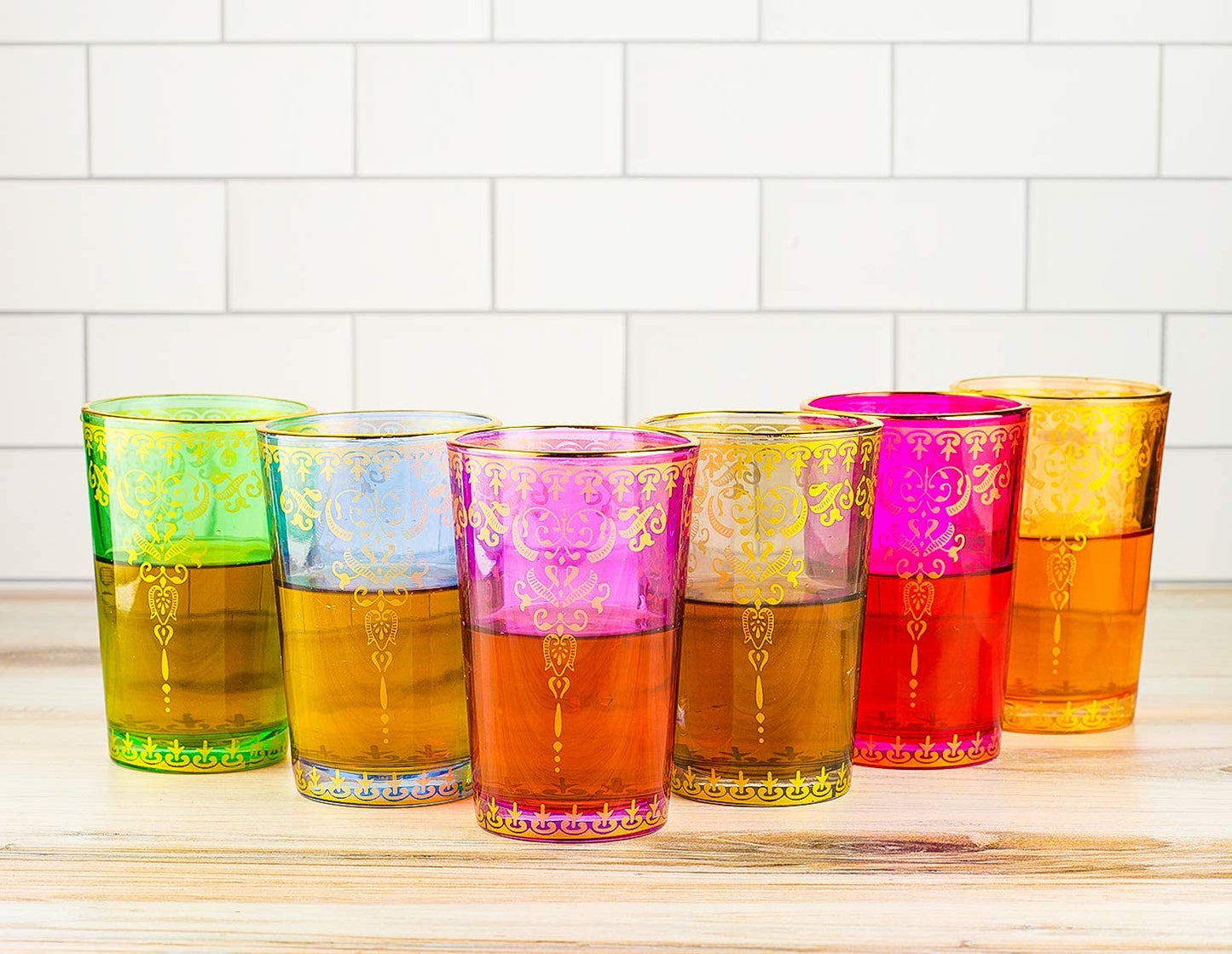 Moroccan Colored Glasses 6oz Set of 6