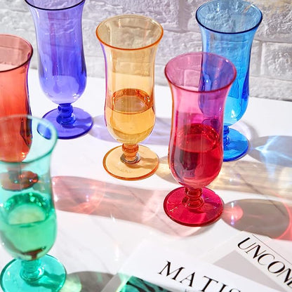 Shatterproof Colored Hurricane Glasses 14oz Set of 6