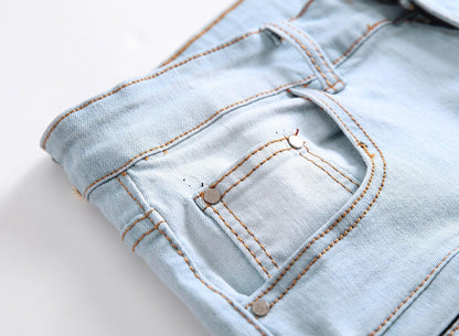 Men'S Wrinkle Stylish Slim Fit Stretch Biker Moto Summer Knee Length Fashion Jeans Shorts,1782,36