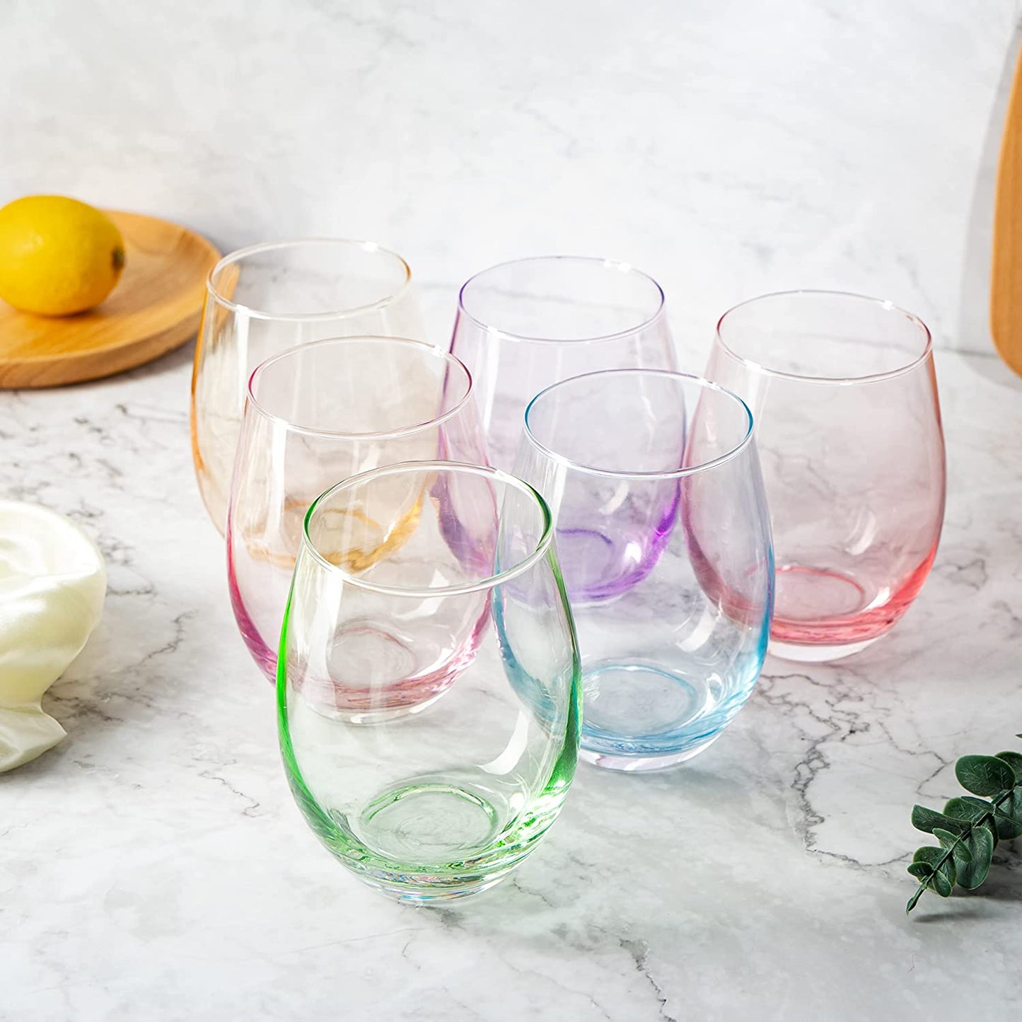 Colored Wine Glass 12 oz Set of 6