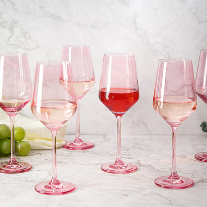 Blush Pink Wine Glass 12 oz Set of 6