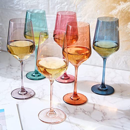 Pastel Colored Crystal Wine Glass 12oz Set of 6