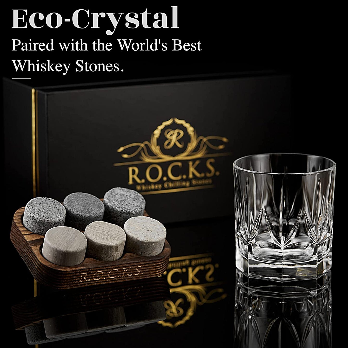 The Connoisseur's Set - Imperial Glass Edition by R.O.C.K.S. Whiskey Chilling Stones