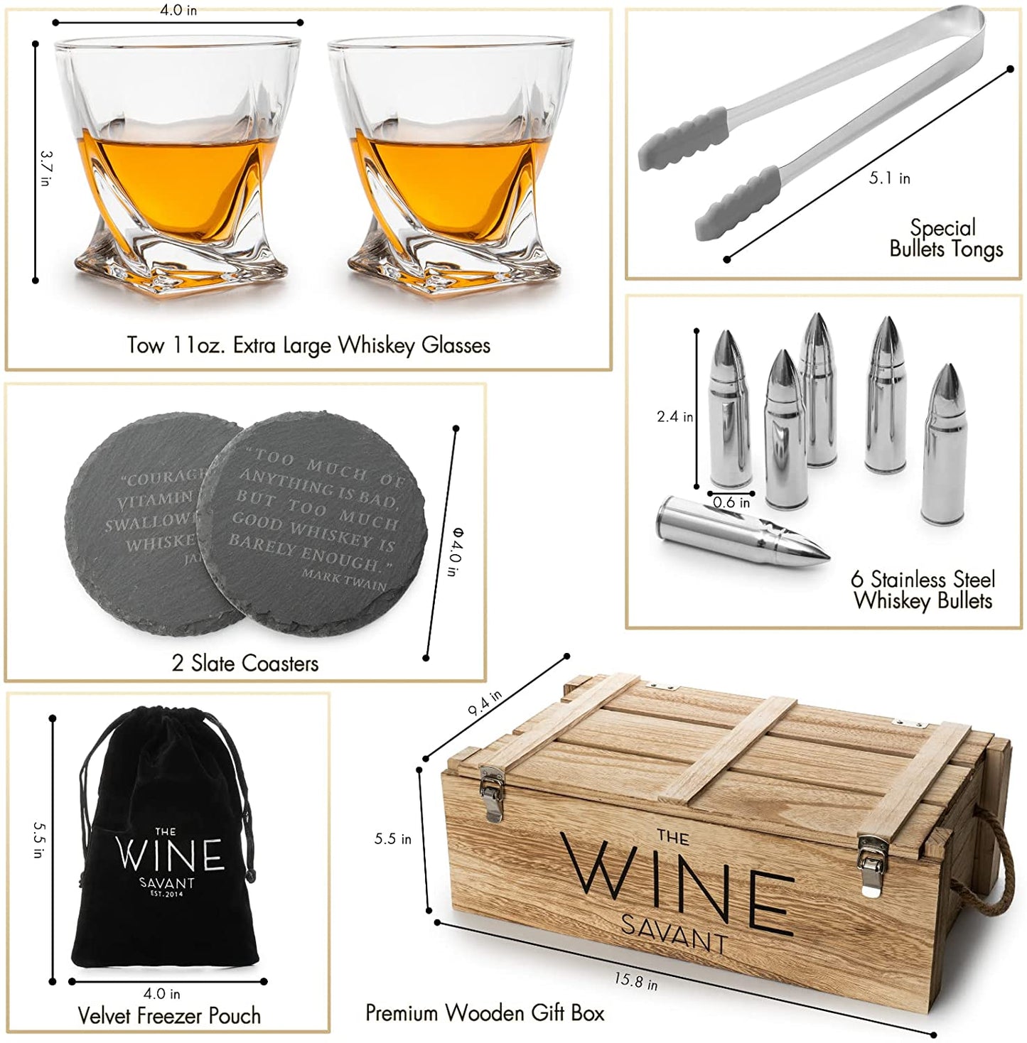 Whiskey Glass and Stones Gift Set