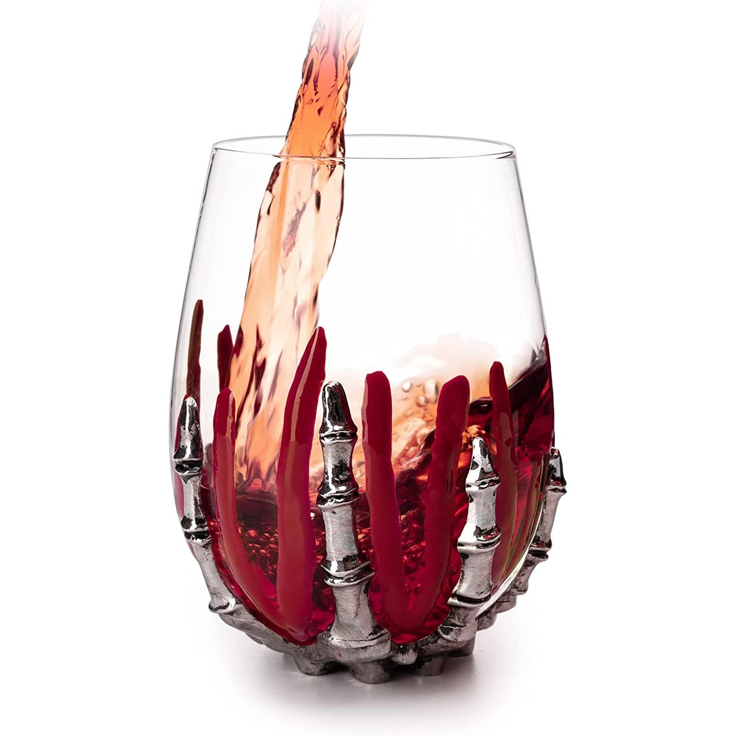 Skeleton Bloody Hand Wine Glass 12oz