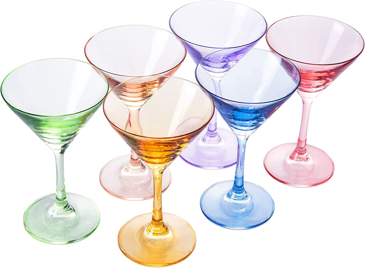 Colored Martini Glasses 8oz Set of 6