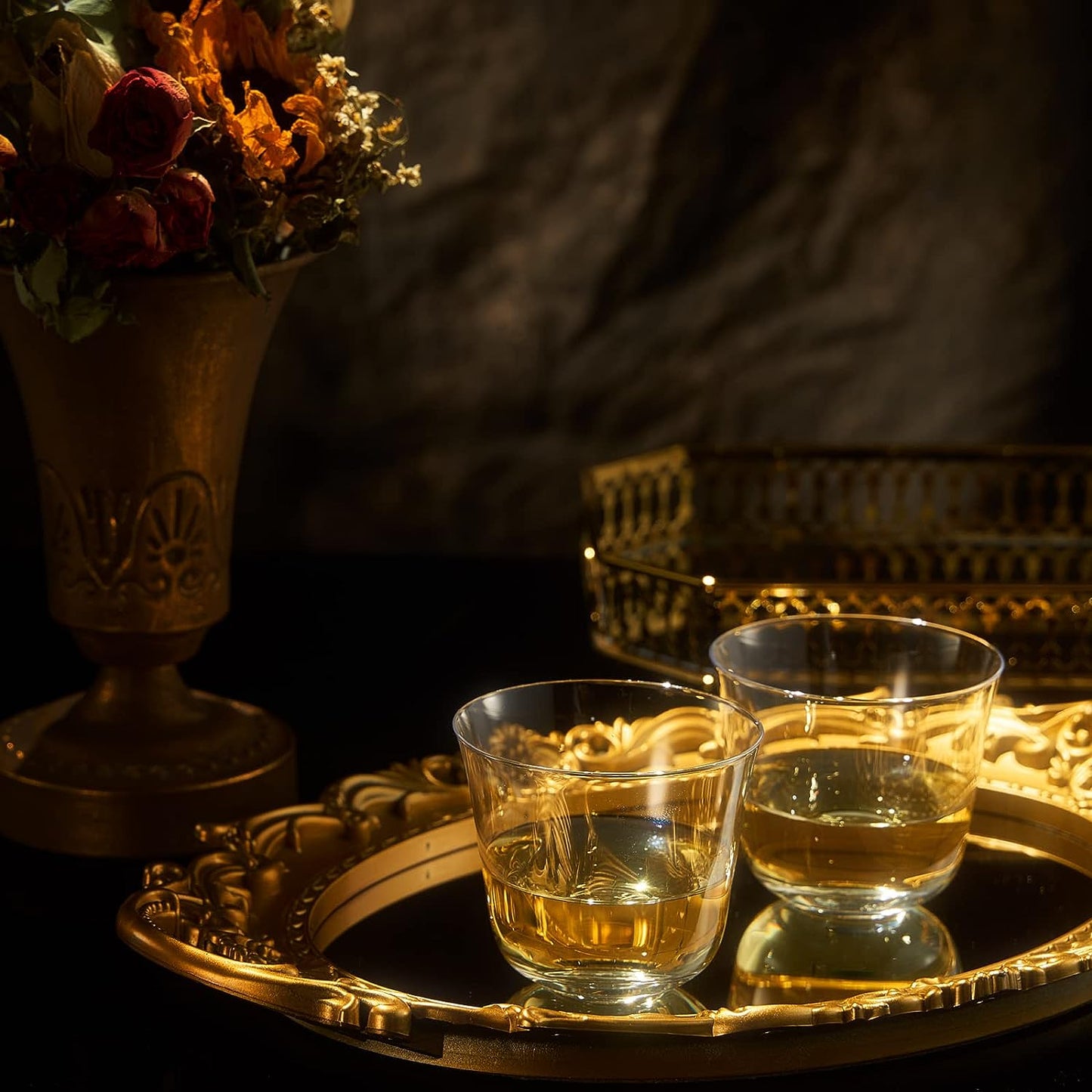 Vintage Crystal Lowball Tumbler Glasses Set of 2