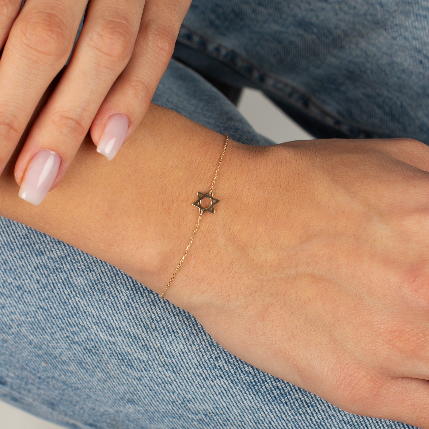  Mini Solid Star Of David Bracelet 14K - Adina's Jewels