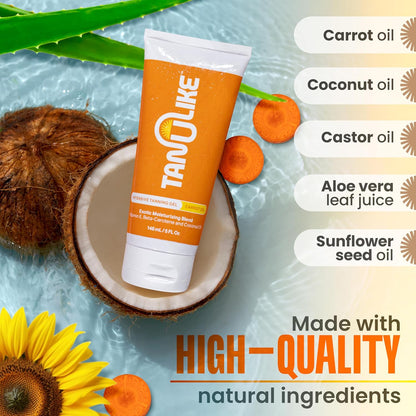Exotic Carrot Tanning Gel Accelerator - Advanced Moisturizing Formula with Vitamin E, Beta-Carotene, and Coconut Oil - Luxurious Coconut Carrot Fragrance - No SPF - 148Ml/5 Fl Oz