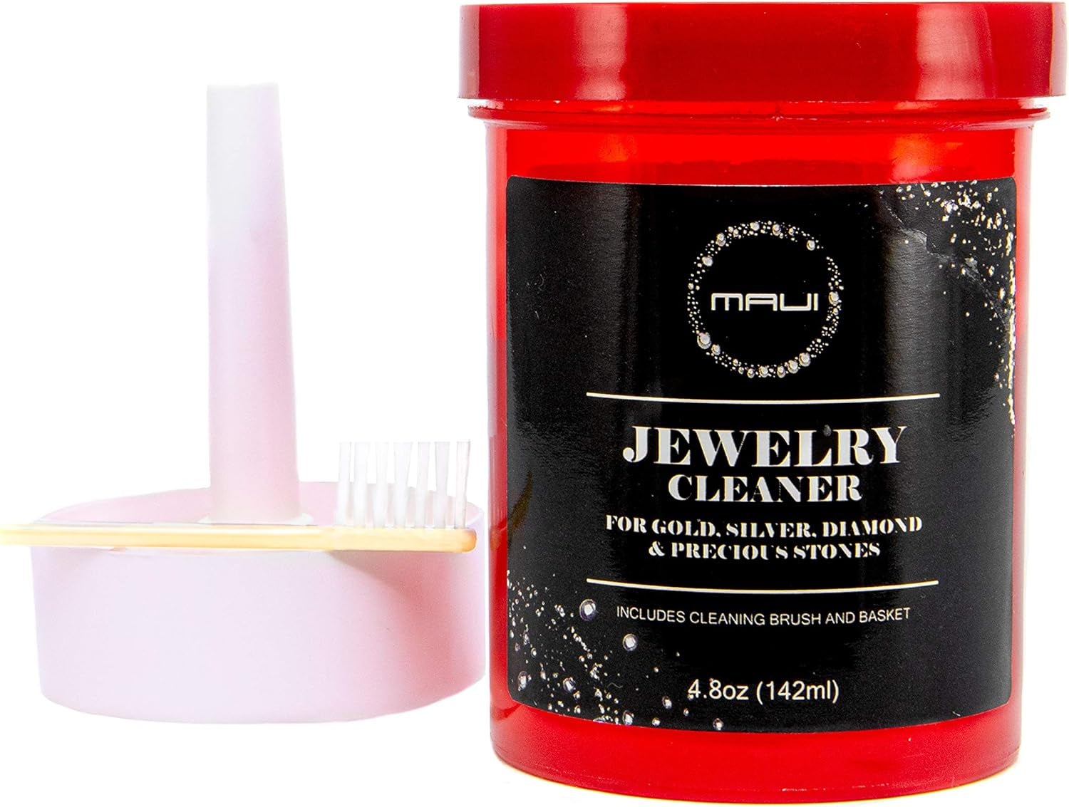 Liquid Jewelry Cleaner Solution for Gold, Silver, Diamond. Safety Solution Comes with a Basket and Brushes for Extra Cleaning. NOT Guaranteed to Work on All Jewelry