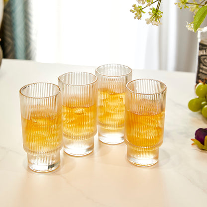 Rippled Highball Glasses 14oz Set of 4