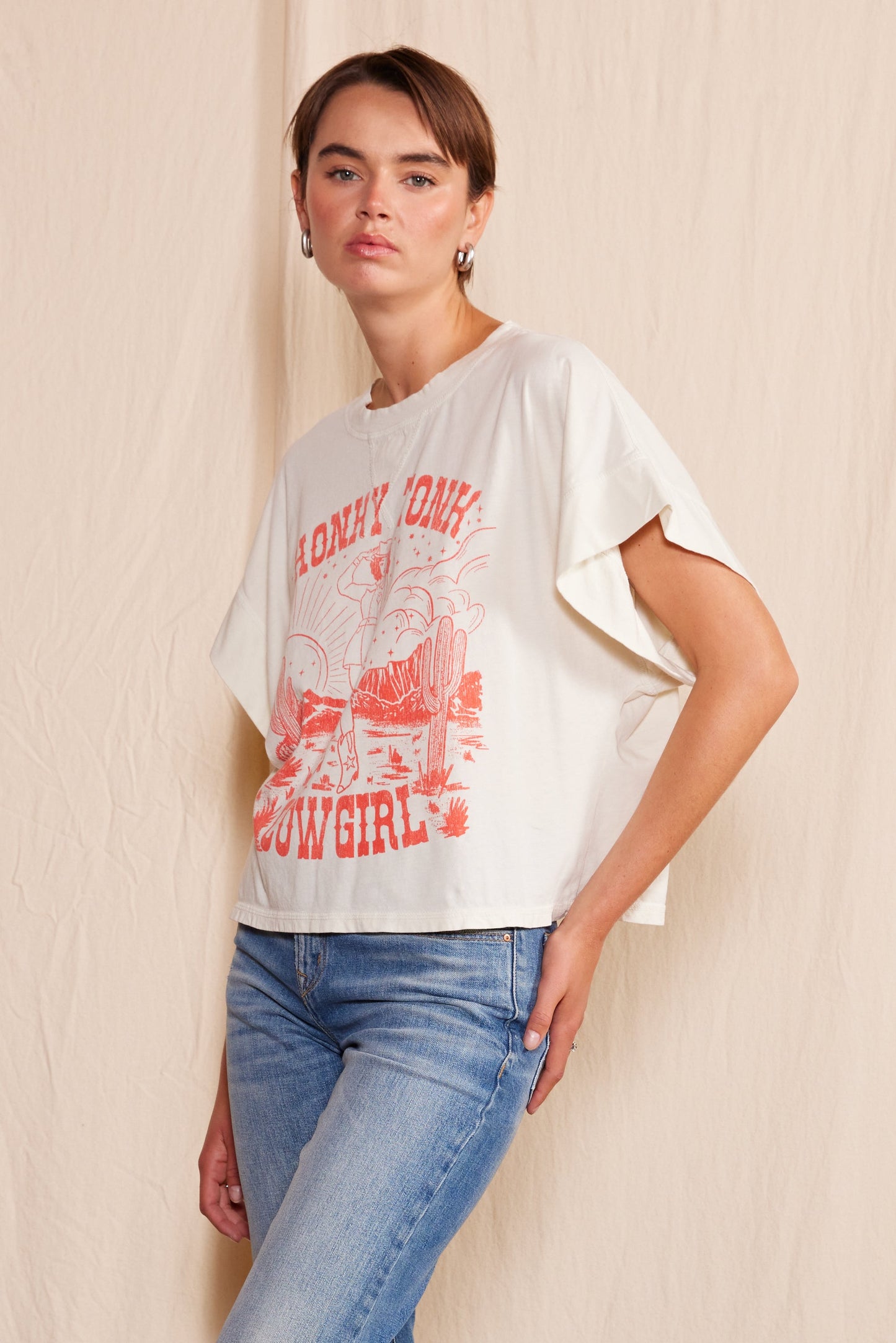 "Honky  Cowgirl" Crew Neck T-shirt
