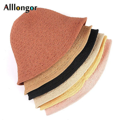 Foldable Sun Hats Women New 2024 Summer Sun Visor Protection Straw Hats Panama Beach Bucket Cap Sombreros De Mujer Sunhats