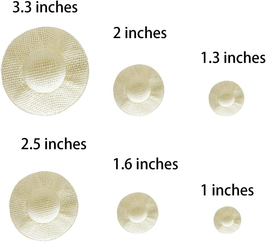 24 Pcs Mini Straw Hats Miniature Knitting Hats Paper Fabric Cap for Mini House DIY Craft Decoration Accessories White