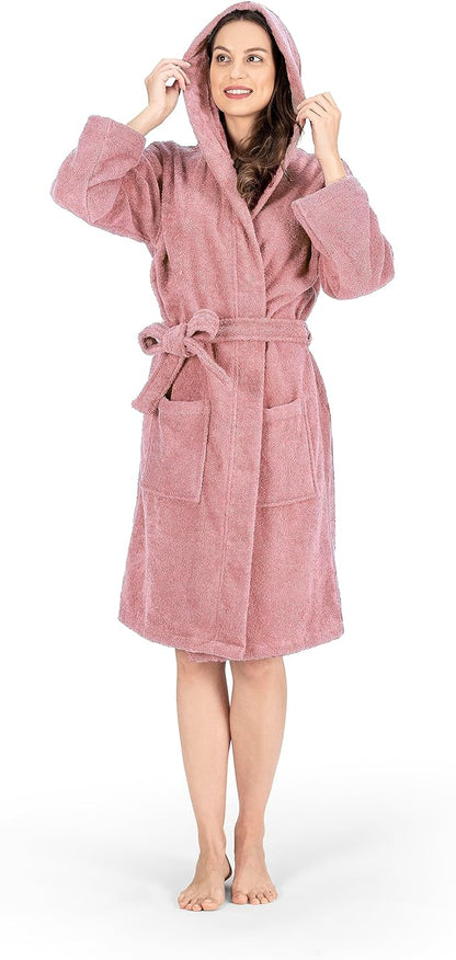 NINE WEST Unisex Bathrobe, 100% Turkish Cotton Hooded Terry Robe, High Absorbent & Quick Dry by Classic Turkish Towels