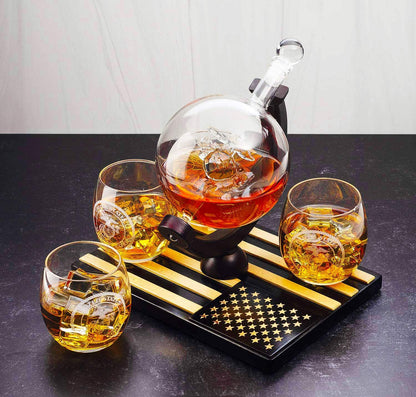 Marine Decanter Set With 4 Glasses