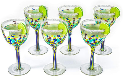 Mexican Confetti Wine Glasses 8oz Set of 6