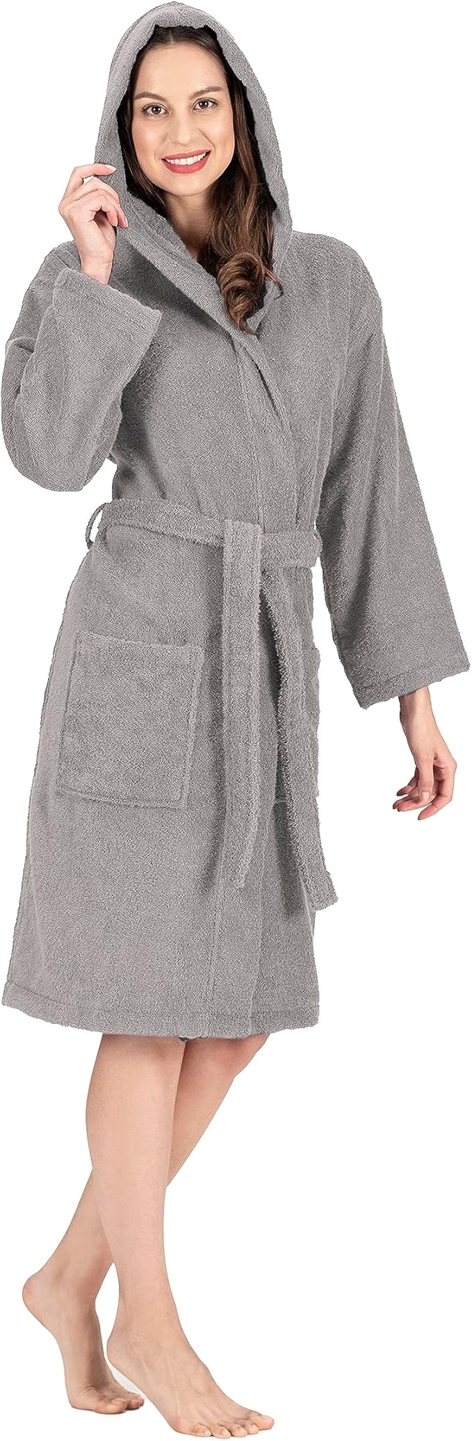 NINE WEST Unisex Bathrobe, 100% Turkish Cotton Hooded Terry Robe, High Absorbent & Quick Dry by Classic Turkish Towels