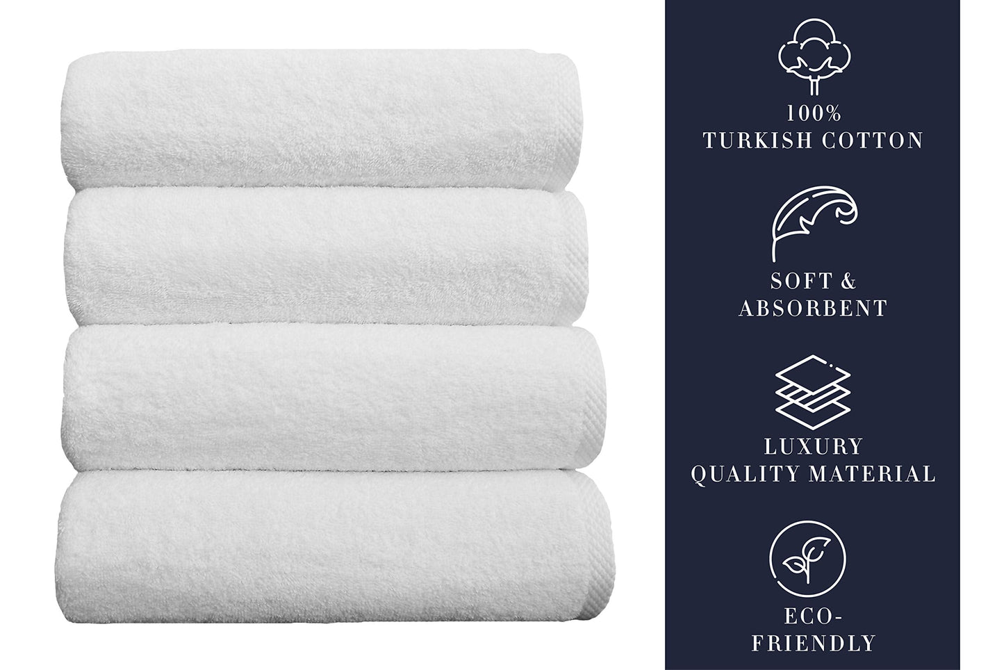 CTT - 4 Piece Bath Towel Set, 100% Turkish Cotton, Quick Dry, Absorbent & Comfy Towels for Spa & Hotel by Classic Turkish Towels