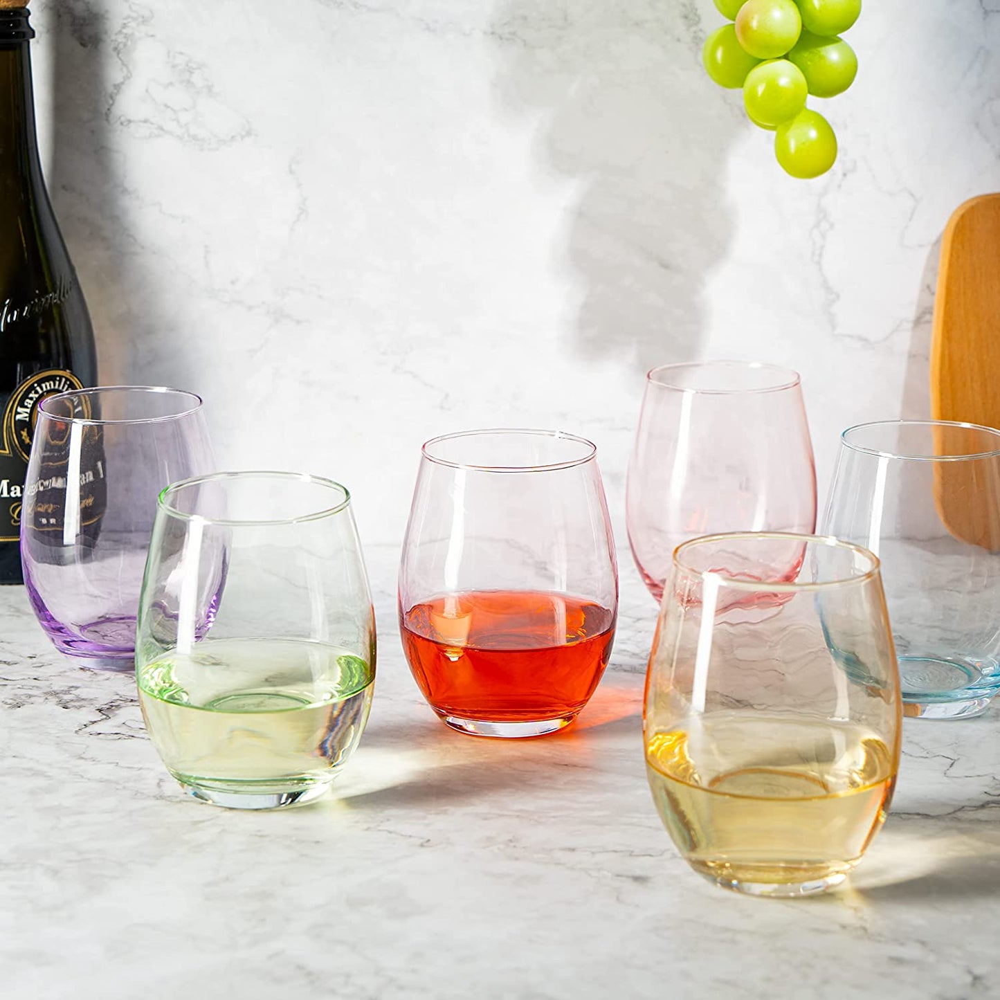 Colored Wine Glass 12 oz Set of 6