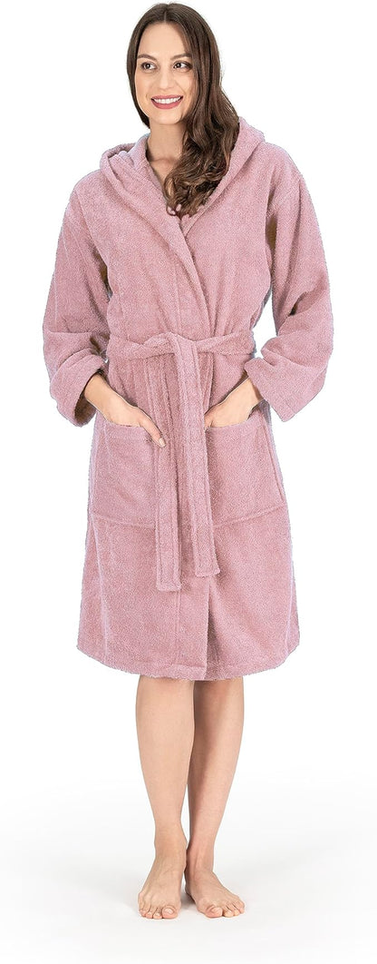 NINE WEST Unisex Bathrobe, 100% Turkish Cotton Hooded Terry Robe, High Absorbent & Quick Dry by Classic Turkish Towels