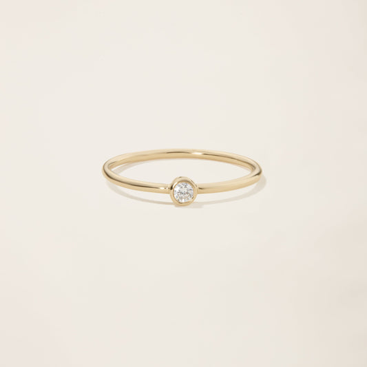 14k Solid Gold Diamond Solitaire Bezel Ring by Italic