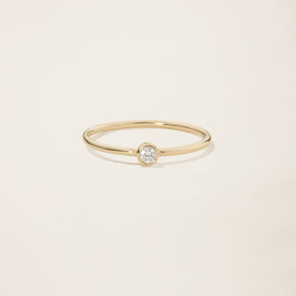 14k Solid Gold Diamond Solitaire Bezel Ring by Italic