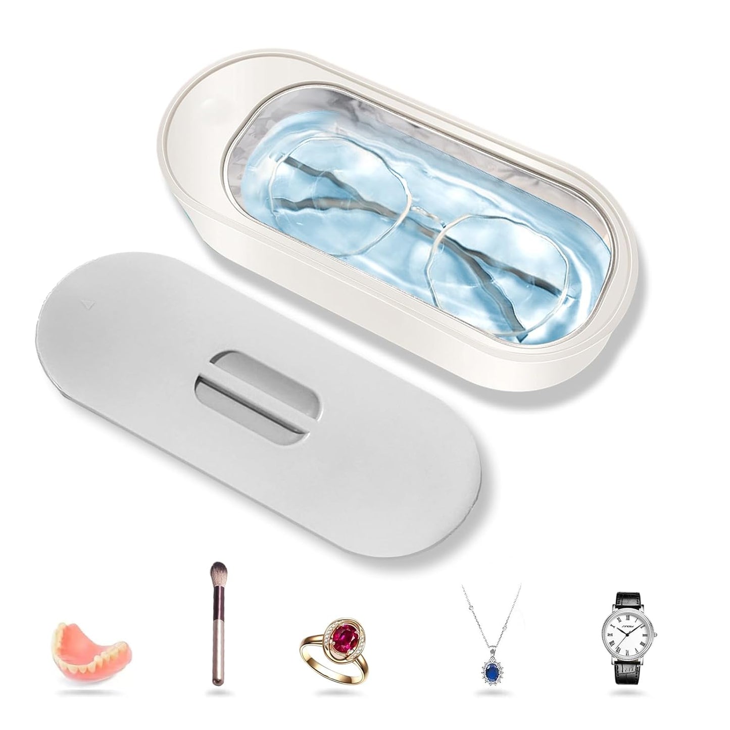 Jewelry Cleaning Ultrasonic Machine, 43Khz Ultrasonic Glasses & Eyeglass Cleaner, 440ML Capacity for Jewelry, Dentures, Shaver Heads - Fast & Deep Cleaning