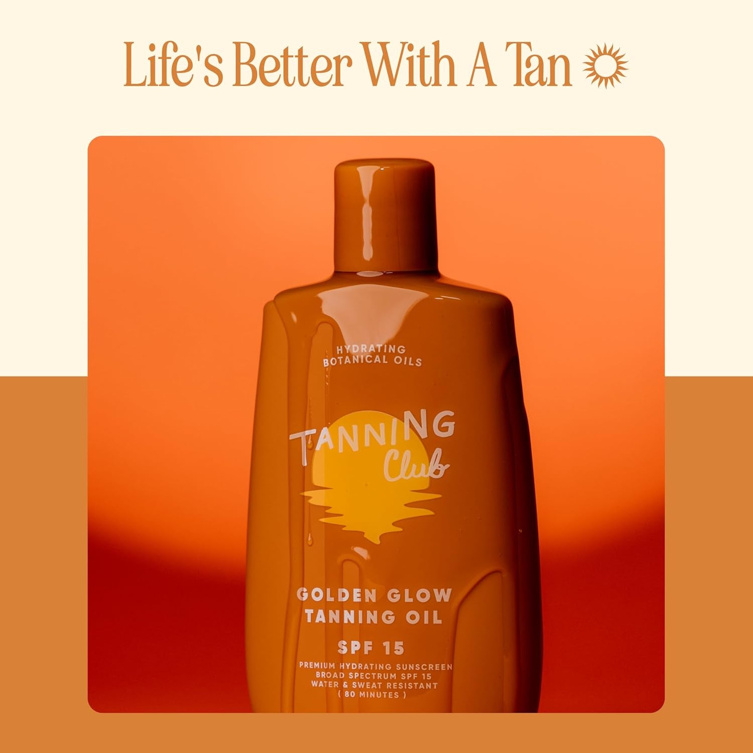 Golden Glow Tanning Oil with SPF 15 - Lightweight Hydrating Sunscreen with Coconut, Carrot, and Shea Butter - Water and Sweat Resistant (80 Minutes) - 150 Ml