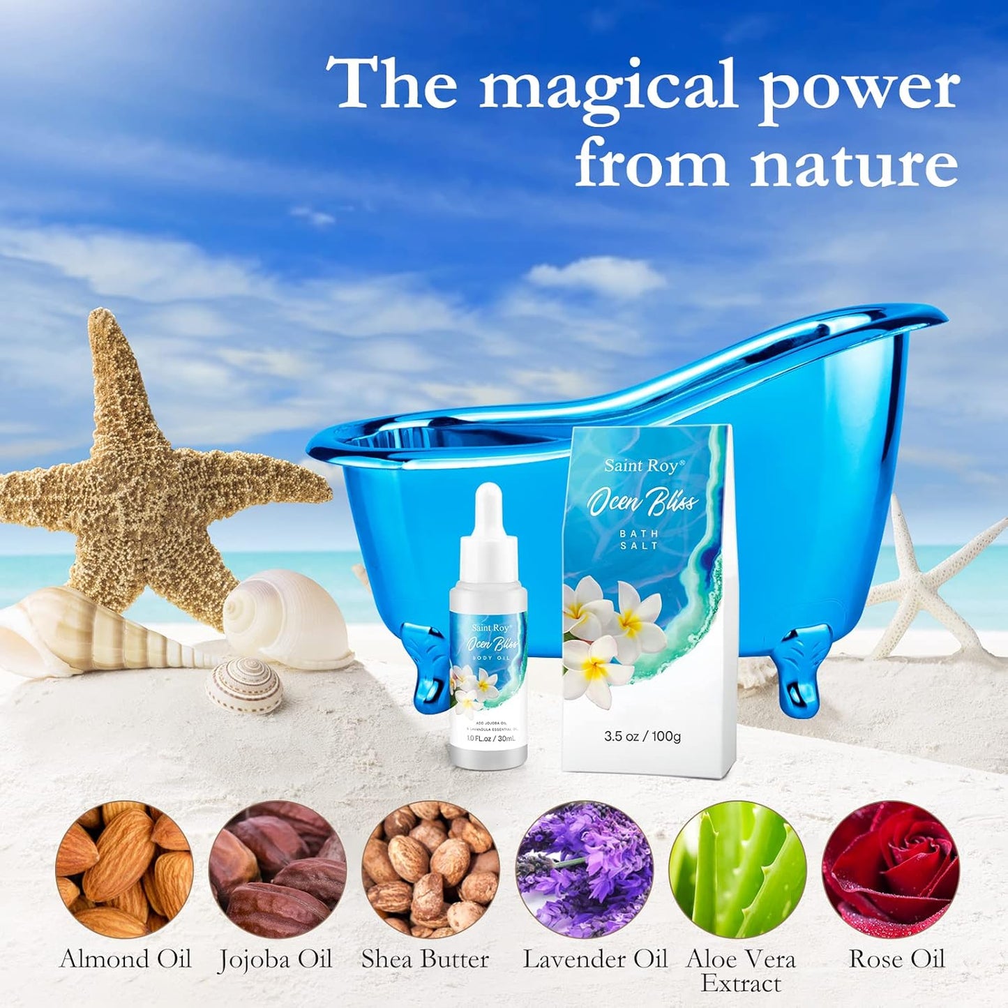 Fathers Day Gifts for Men for Dad Spa Kit Gifts for Her or Him Birthday Gifts for Women, Luxury Home Spa Kit, 8Pcs Bath Gift Set Ocean & Vanilla, Gift Baskets for Women Unique Mother'S Day Gifts