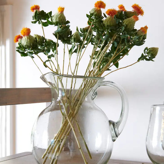 Hand-Blown Round Glass Pitcher