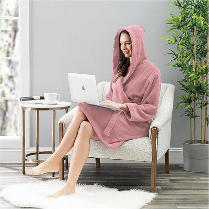 NINE WEST Unisex Bathrobe, 100% Turkish Cotton Hooded Terry Robe, High Absorbent & Quick Dry by Classic Turkish Towels