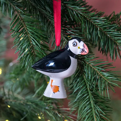 Handmade Ceramic Puffin Festive/Christmas Decoration