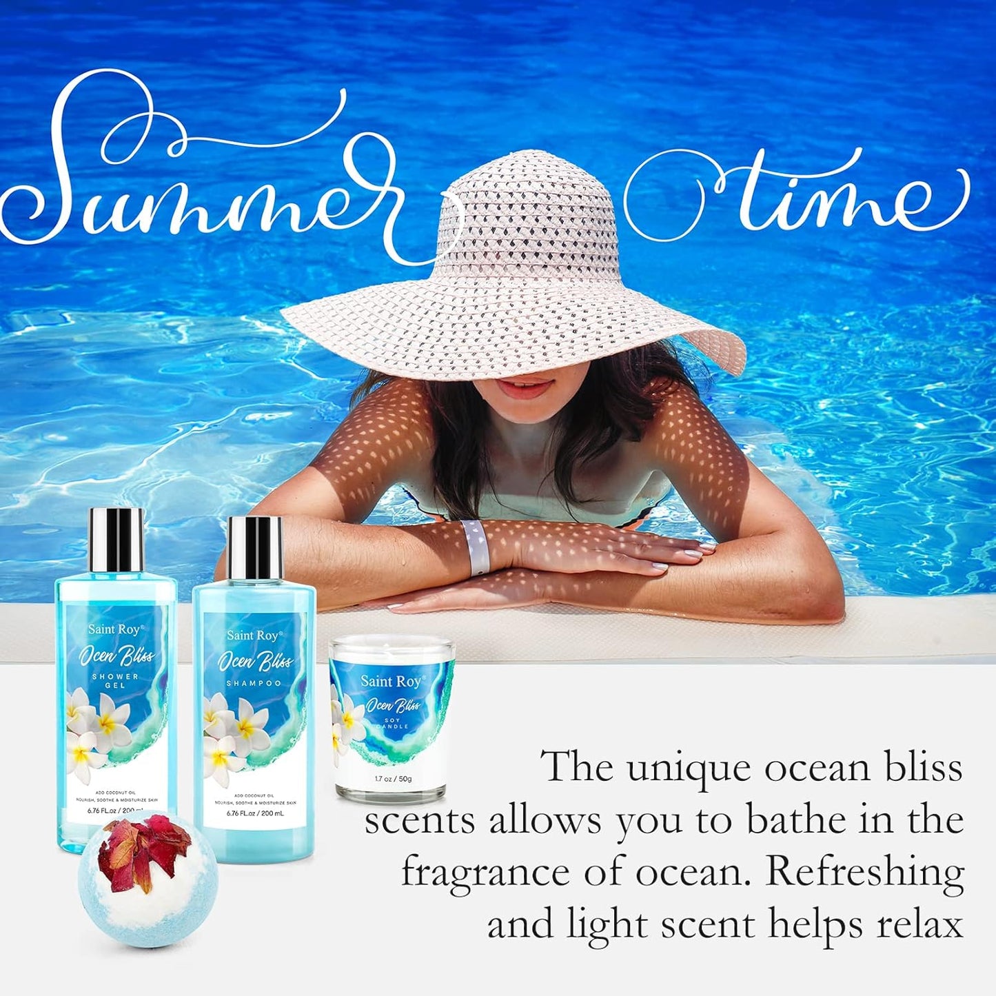 Fathers Day Gifts for Men for Dad Spa Kit Gifts for Her or Him Birthday Gifts for Women, Luxury Home Spa Kit, 8Pcs Bath Gift Set Ocean & Vanilla, Gift Baskets for Women Unique Mother'S Day Gifts