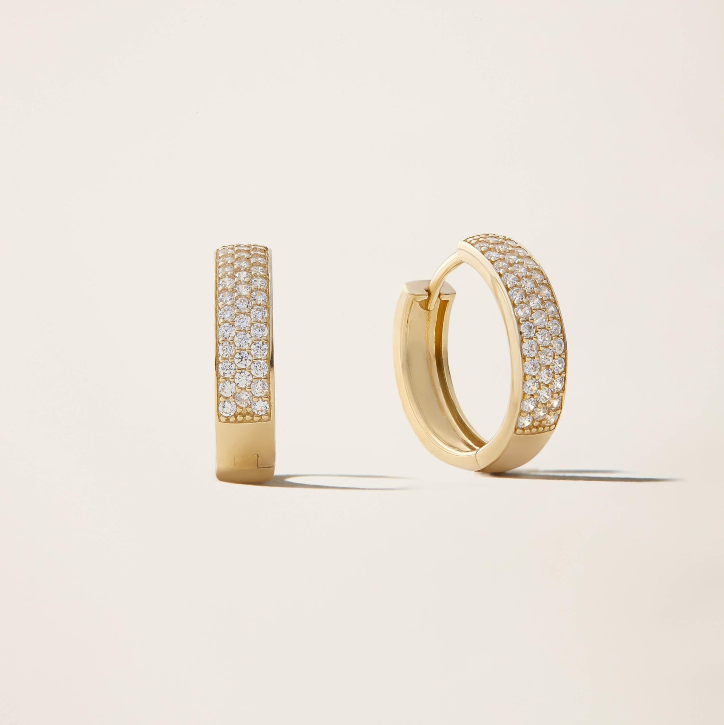 14k Solid Gold Diamond Micro Pavé Huggie Earrings by Italic