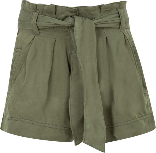 Girls Paperbag Denim Shorts Sand Short High Waist Belted Paper Bag Hot Pants