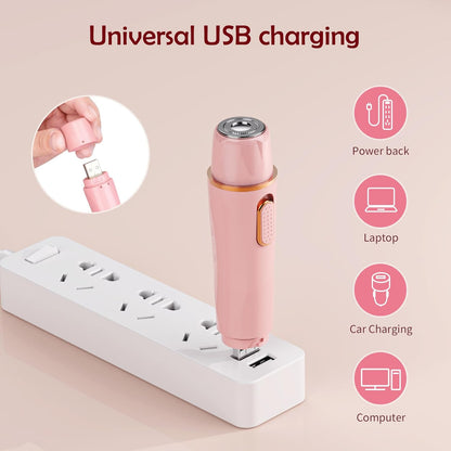 4 in 1 Women Electric Shavers, Hair Trimmer for Pubic, Legs, Arm, Underarm, Bikini, Face Shaver for Women, Rechargeable Hair Removal Epliators, Birthday, Christmas, Gifts (Pink)