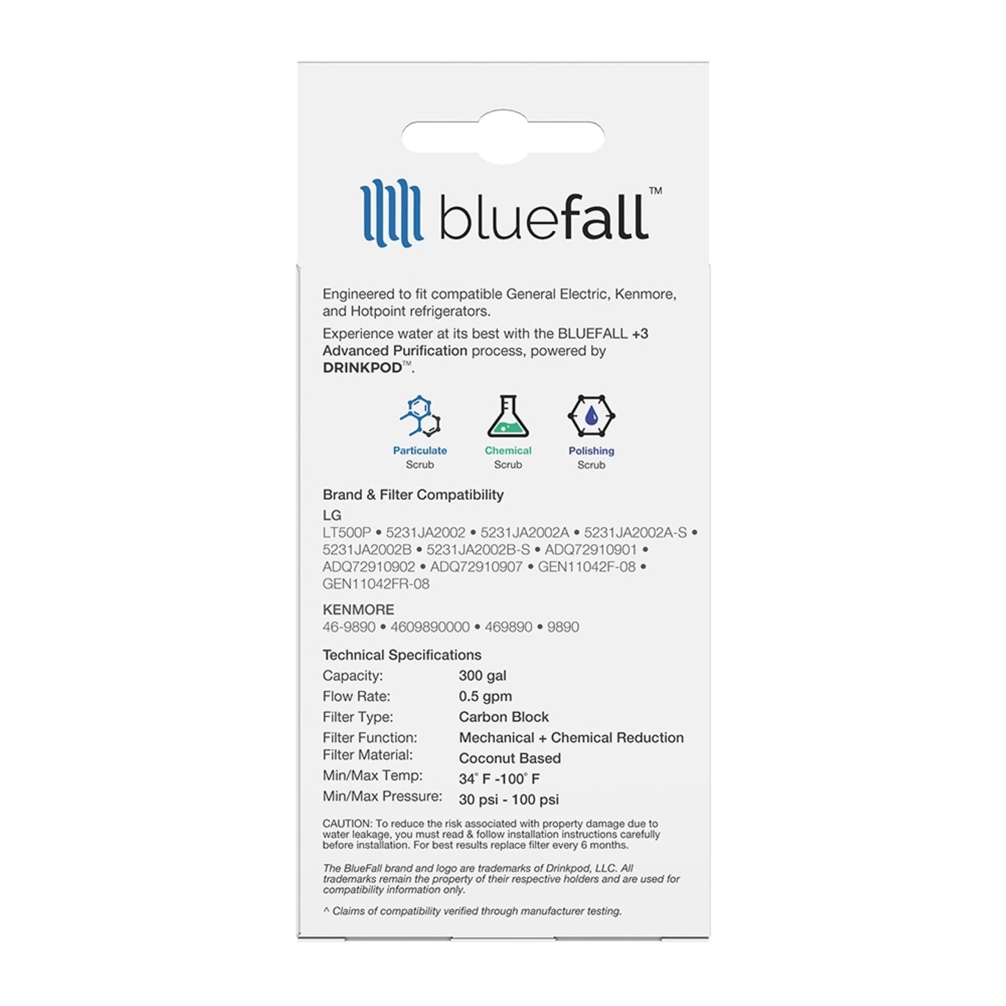 LG LT500P & Kenmore 46-9890 Refrigerator Water Filter- Compatible by Bluefall by Drinkpod