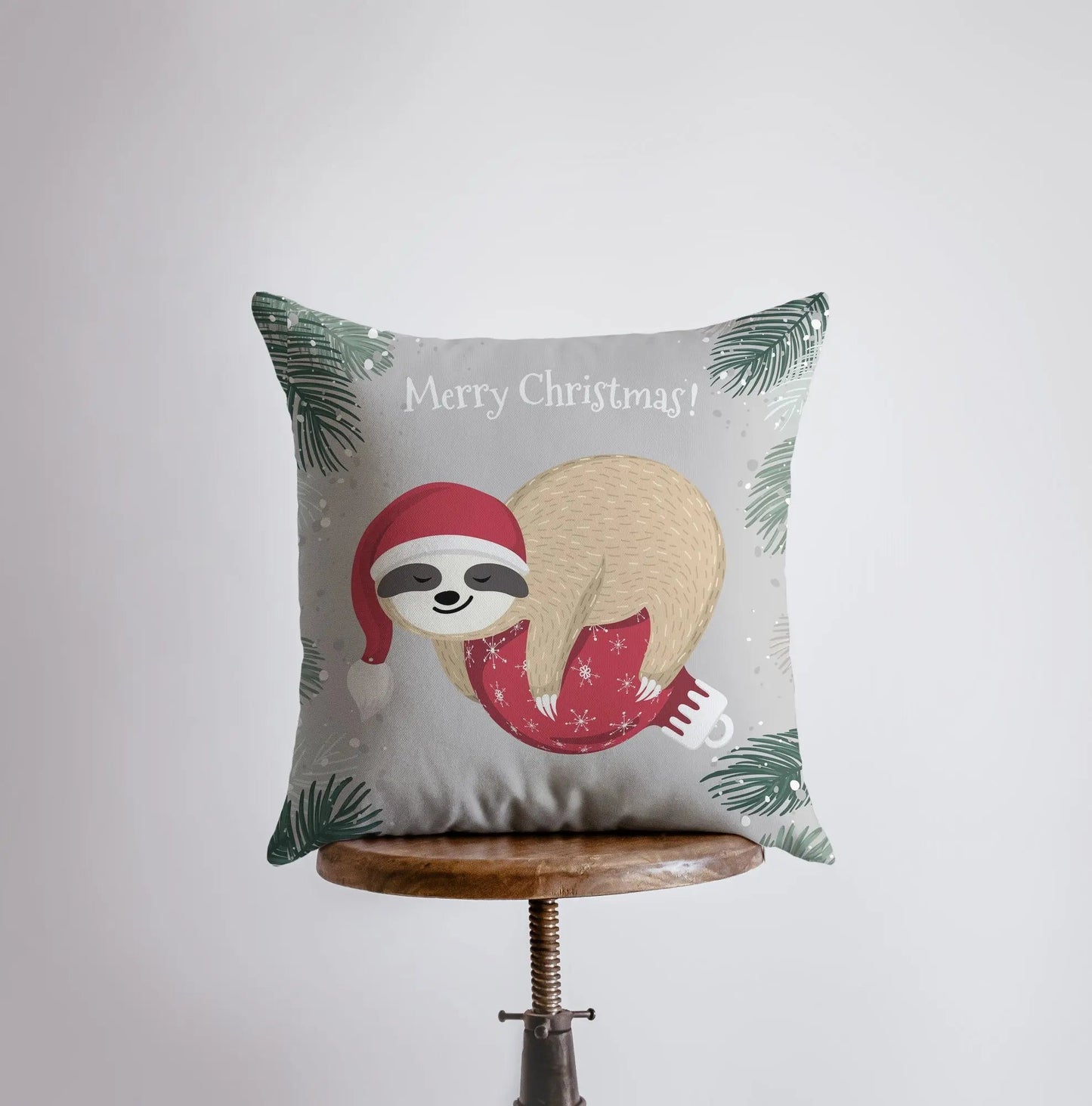 A Merry Little Christmas Sloth Pillow Cover