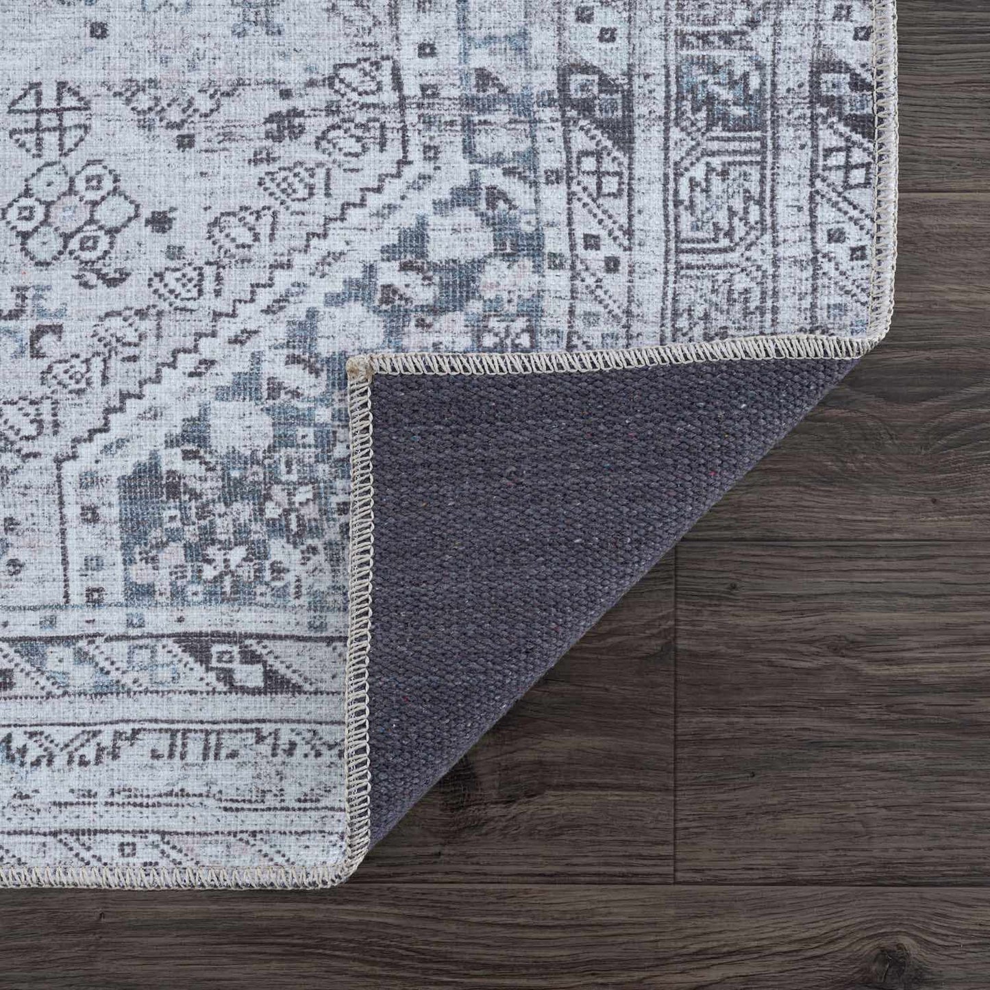 Barny Gray Denim Washable Rug