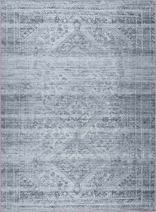 Barny Gray Blue Washable Rug
