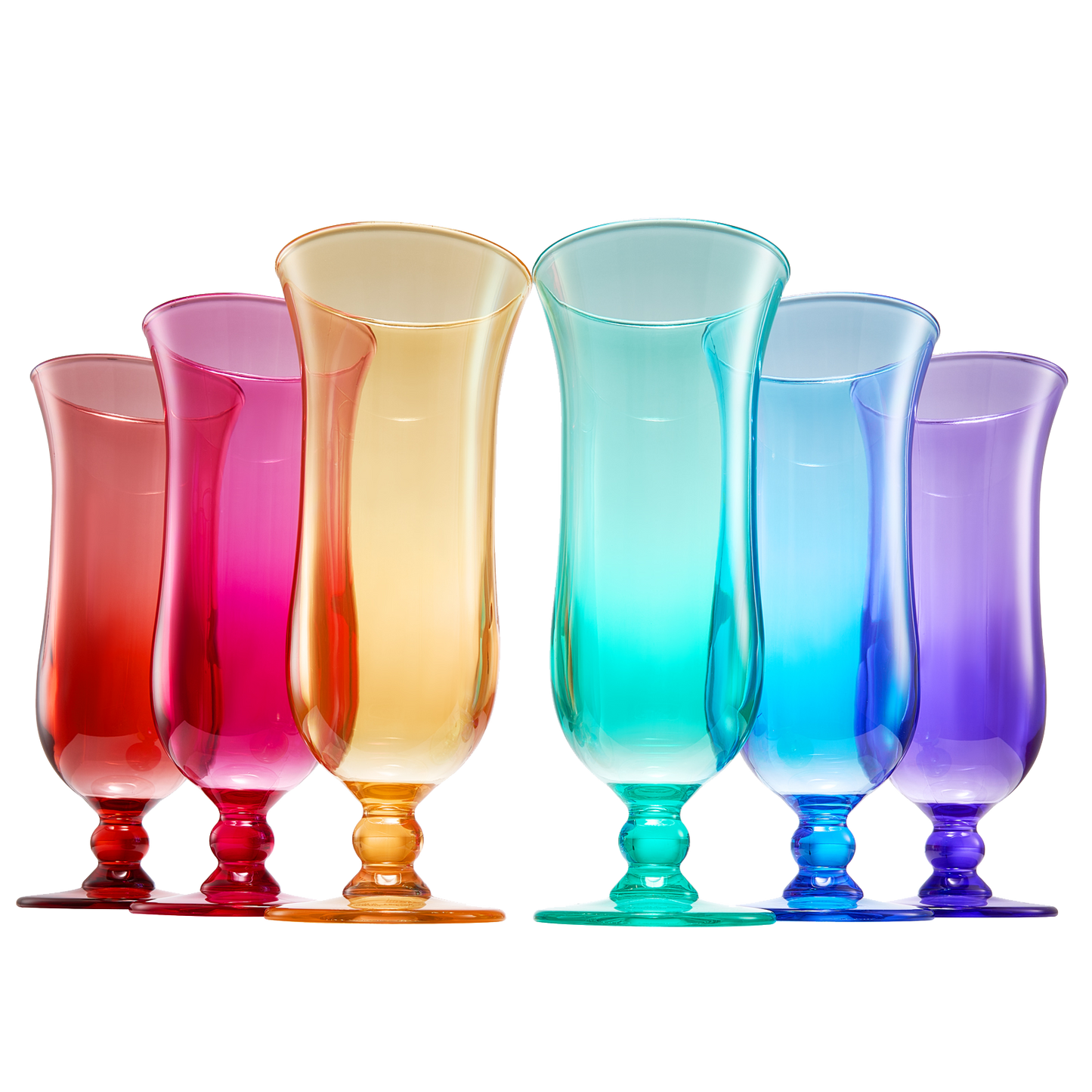 Shatterproof Colored Hurricane Glasses 14oz Set of 6