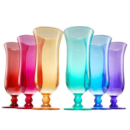 Shatterproof Colored Hurricane Glasses 14oz Set of 6