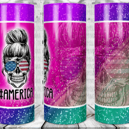 American Mom Skull Flag Sunglasses Tumbler