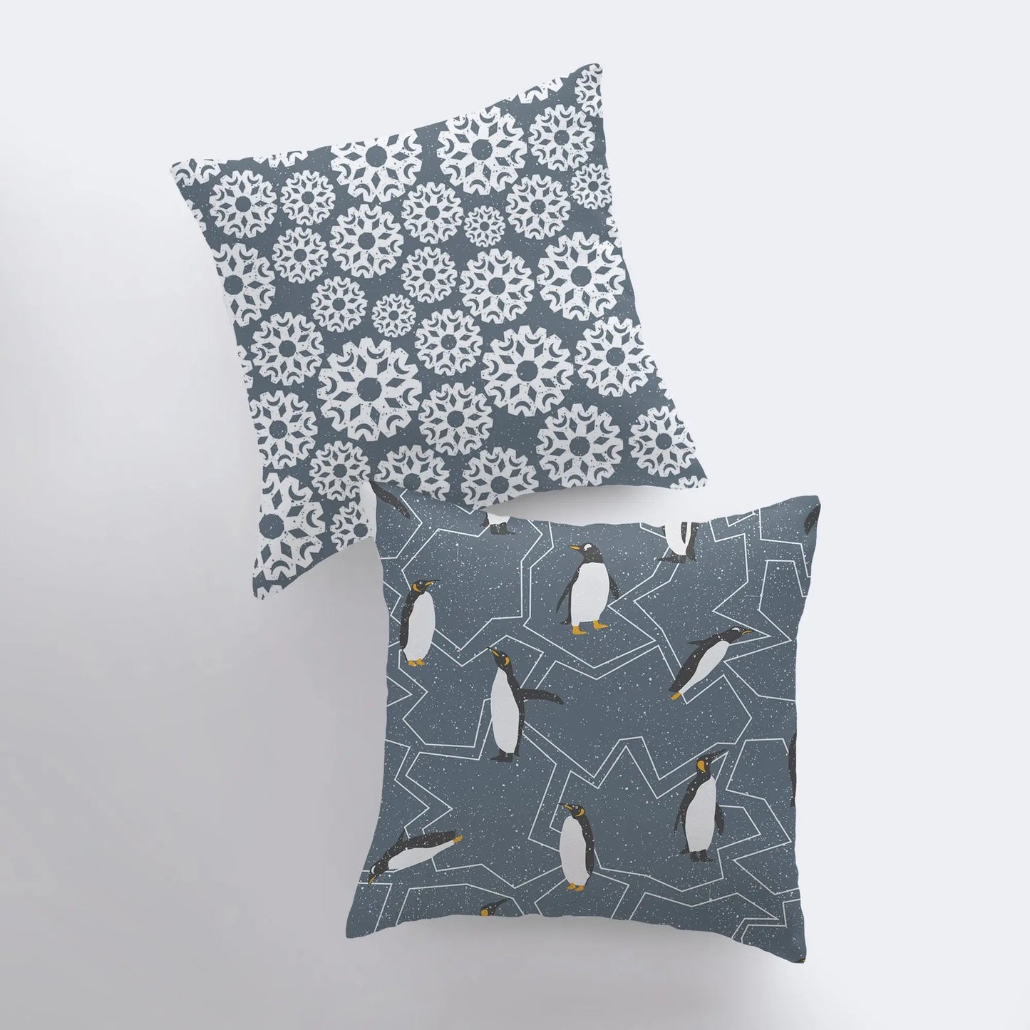 Arctic Penguin Blue Pillow Cover