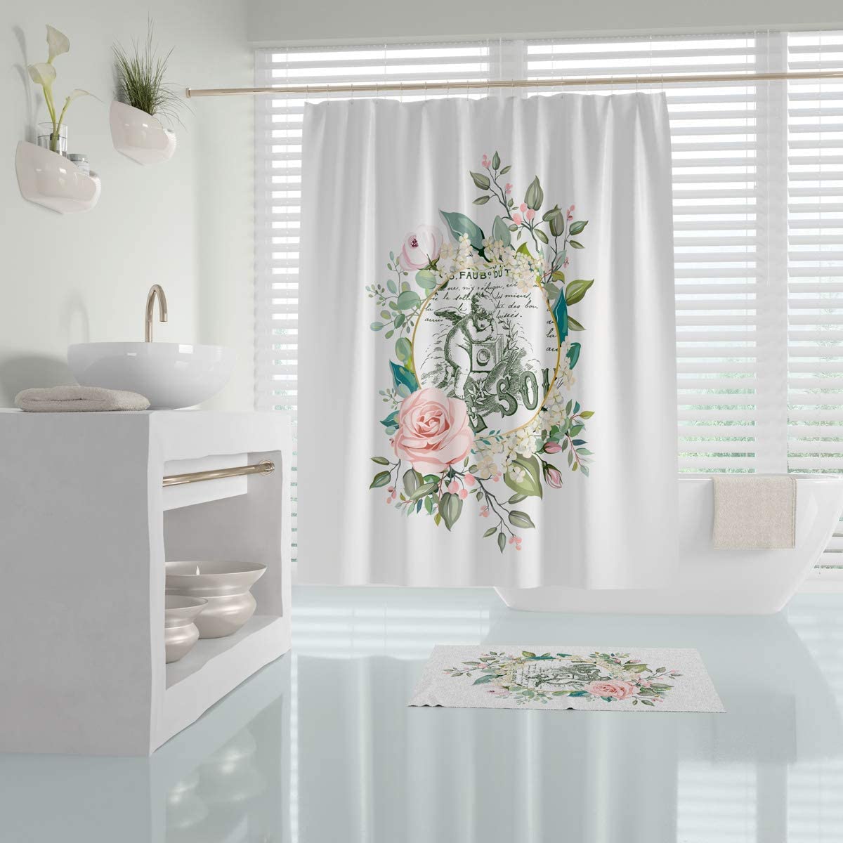 Angel Shower Curtain, Heavy Duty Design with 12 Grommets and Hooks, 72 x 72 Inches by Classic Turkish Towels